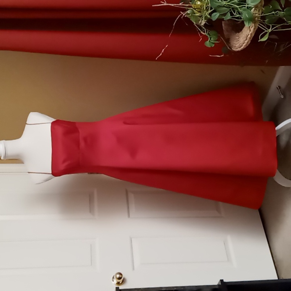 A.B.S Red Satin Tea Length Dress